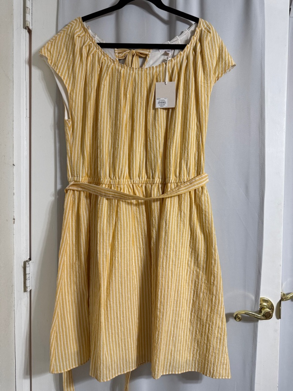 LC Lauren Conrad Yellow Striped Cotton Midi Dress